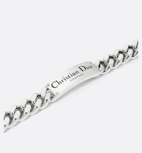 bracelet dior homme argent|Bracelet Dior Italic Laiton argenté et cordon gris .